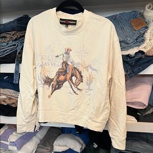 Marvel Cowboy Cream Graphic Sweatshirt - Rodeo Horse Las Vegas